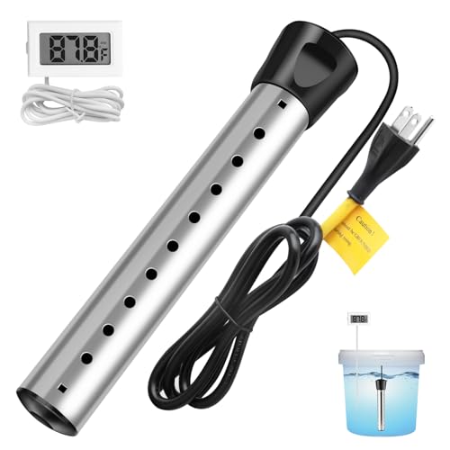 2000W Immersion Water Heater Electric,Portable Water Heater with 304 S S Guard and LCD Thermometer, Anti-Scald, Fast Heating in Minutes Suitable for Bathtub and Bucket