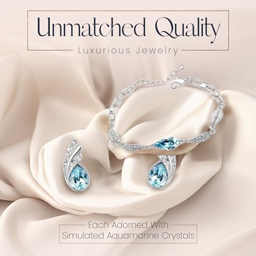 Crystalline Azuria Mujer 18ct Chapado en Oro Blanco Lágrimas Cristales Azul Aguamarina simulada Juego de joyas Collar Pendientes Pulsera para Mujer Niña Boda Novia y Dama de honor 5 Crystalline Azuria Mujer 18ct Chapado En Oro Blanco Lágrimas Cristales Azul Aguamarina Simulada Juego De Joyas Collar Pendientes Pulsera Para Mujer Niña Boda Novia Y Dama De Honor