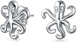 Delicate Tiny Nautical Sea Creature Ocean Squid Octopus Stud Earrings For Women For Teen 925 Sterling Silver