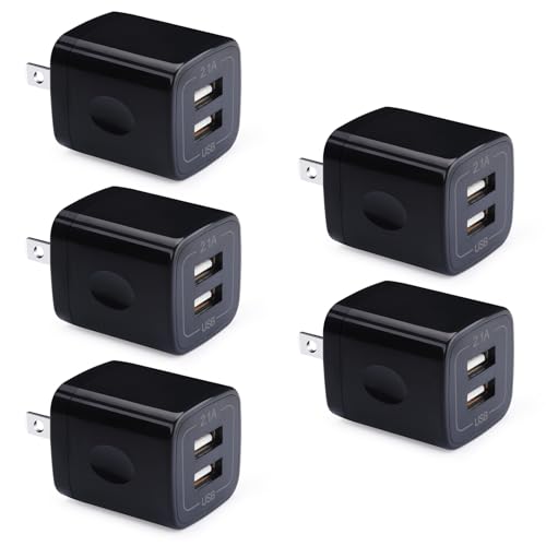 USB Wall Plug,GiGreen 2.1A Dual Port USB Power Block Quick Charger Plug Cubes 5 Pack Compatible iPhone 15 Pro Max/14/13/12/11/SE/8/X,Samsung Galaxy S24 Ultra S23FE A15 5G A54 A14 A55 A13 A23 S21 S9 S8
