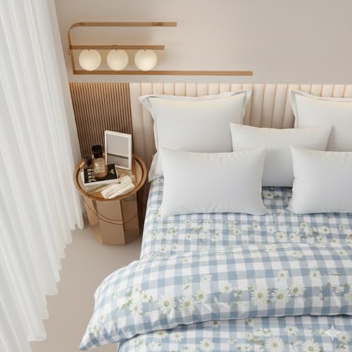 Image of MORADO Premium Glace Cotton Single Bed Quilt Cover /Duvet Cover /Rajai Cover /Blanket Cover with Zipper (Blue and Check 60x90 Inches)