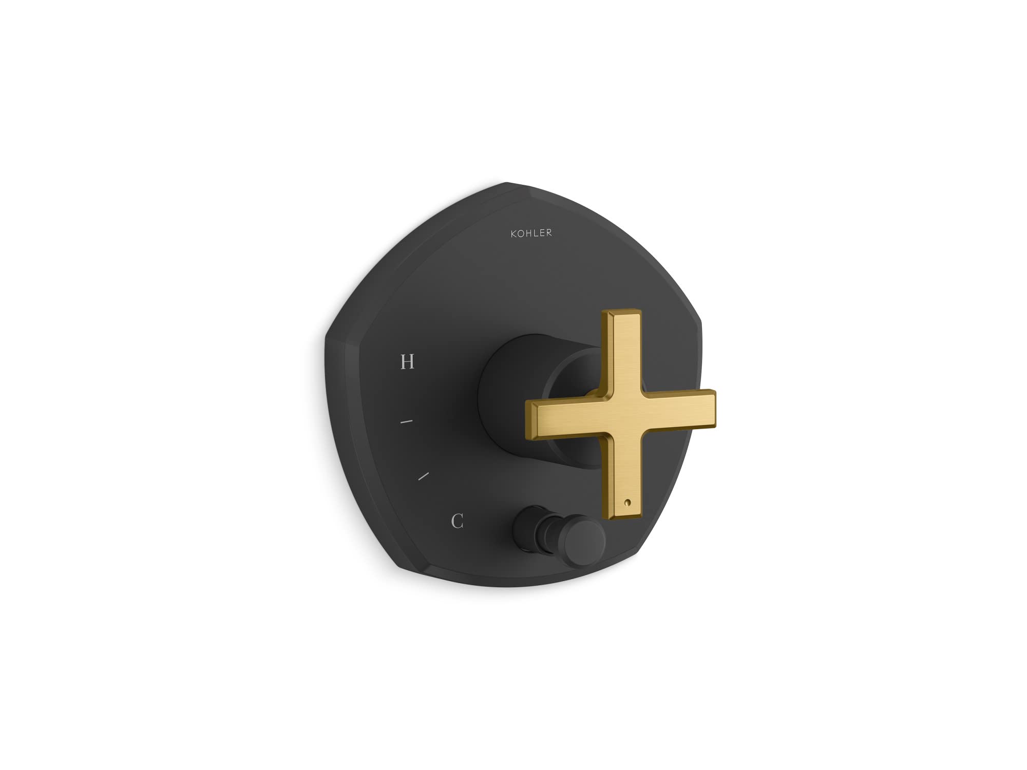 Kohler T27044-3-BMB Occasion Rite-Temp - Válvula de ducha con desviador y mango cruzado, W, latón moderno negro mate