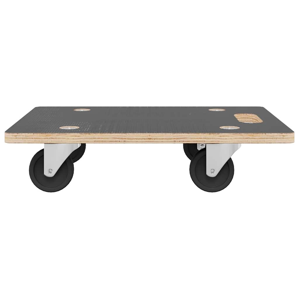 Carro de transporte 2 unidades rectangular 50 x 35 x 11,5 cm, capacidad de carga de 250 kg, madera contrachapada con revestimiento PF, antideslizante, para logística de almacén, envío