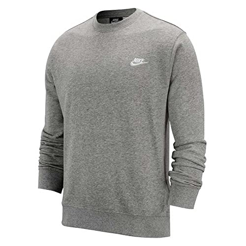 Nike BV2666 M NSW Club CRW FT Sweatshirt Mens dk Grey Heather/White M