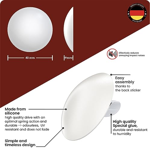 Image of WEIDEBACH 12 x Subtle Wall Door Stops, White Door Stops, 40 x 9 mm