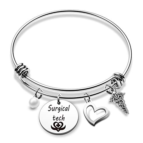 Eigso Surgical Technologist Gift Surgical Tech Bracelet with Caduceus Charm Surgery Tech Jewelry for Surgical Nurse Doctor Medical Student Graduation Gift(Surgical tech-BR)