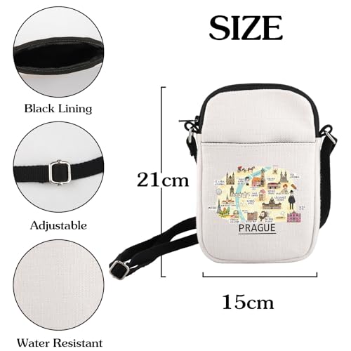 HOLLP PRAGUE Map Crossbody Bag Czechia Vacation Small Sling Bag PRAGUE Souvenirs Gifts Travel Crossbody Bag2