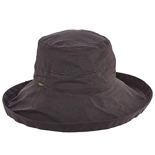 Scala Women's Cotton Hat With Inner Drawstring And Upf 50+ Rating,Charcoal,One Size #TOP4
