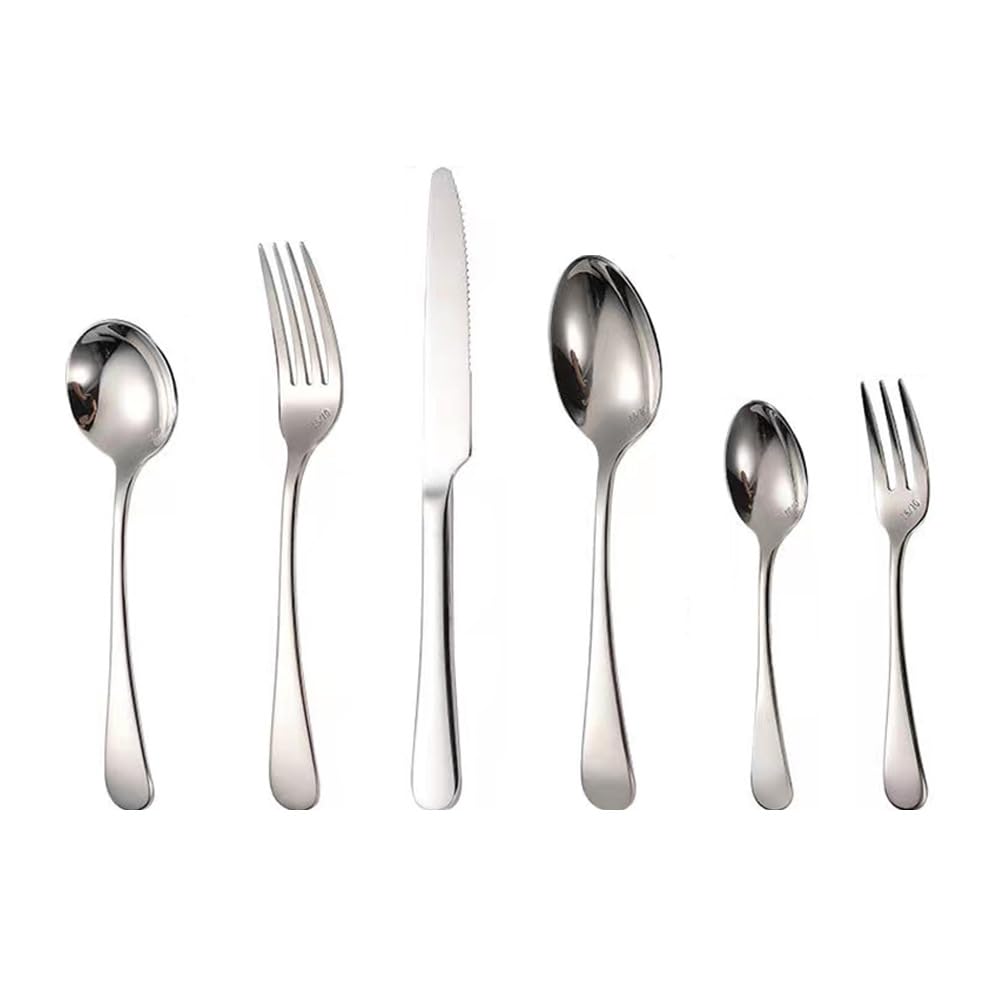 Ce Service de Couverts Comprend 4/16/24/32/40/48 pièces en Acier Inoxydable 304 Poli Miroir : Couteau, Fourchette et cuillère à Steak avec Grand Manche, Finition Or Rose – 32 pièces pour 8 p