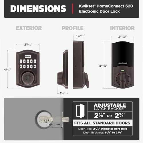 Kwikset HomeConnect 620 Z-Wave Long Range Enabled Keypad Smart Lock Convenient Keyless Entry, Customizable User Codes, Ring Alarm Compatible, Hub Required, Sold Separately Venetian Bronze Traditional - Image 9