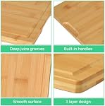 Bamboo Cutting Board Ensemble de 3, Planches de coupe en bois avec rainure de jus pour la cuisine, planche à découper épaisse pour la viande, les légumes et les fruits, plateau de service de fromage, plateau à pain ou plateau de cuisson