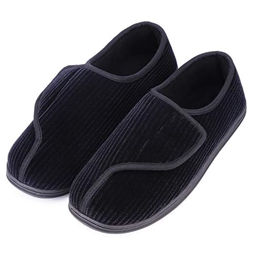 LongBay Men's Memory Foam Diabetic Slippers Comfy Warm, Zeal Black, Size 12.0