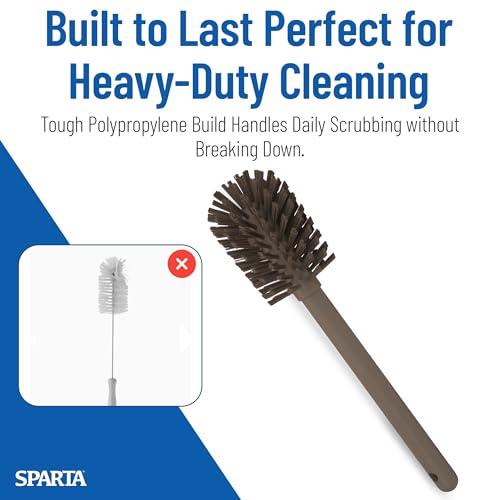 Image of SPARTA Large Water Bottle Brush Ideal for Wide-Mouth Jars, Bottles and Tumblers, Dishwashing Tool with Handle for Home and Commercial Kitchens, Plastic, 12 Inches, Brown