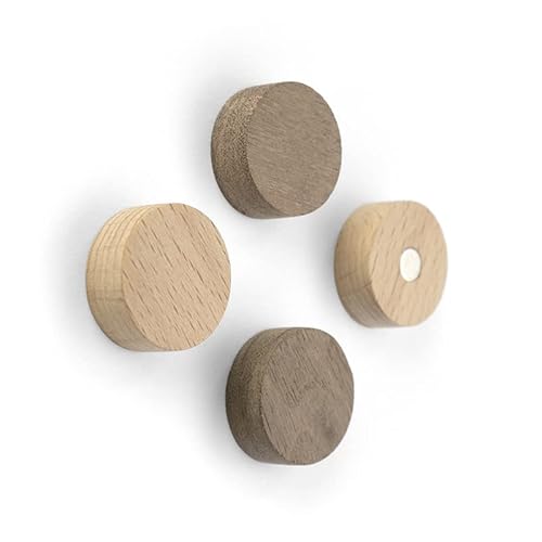 magnets4you - Juego de 4 imanes decorativos de madera, redondos, imanes de neodimio para tablón y pizarra magnética Cover