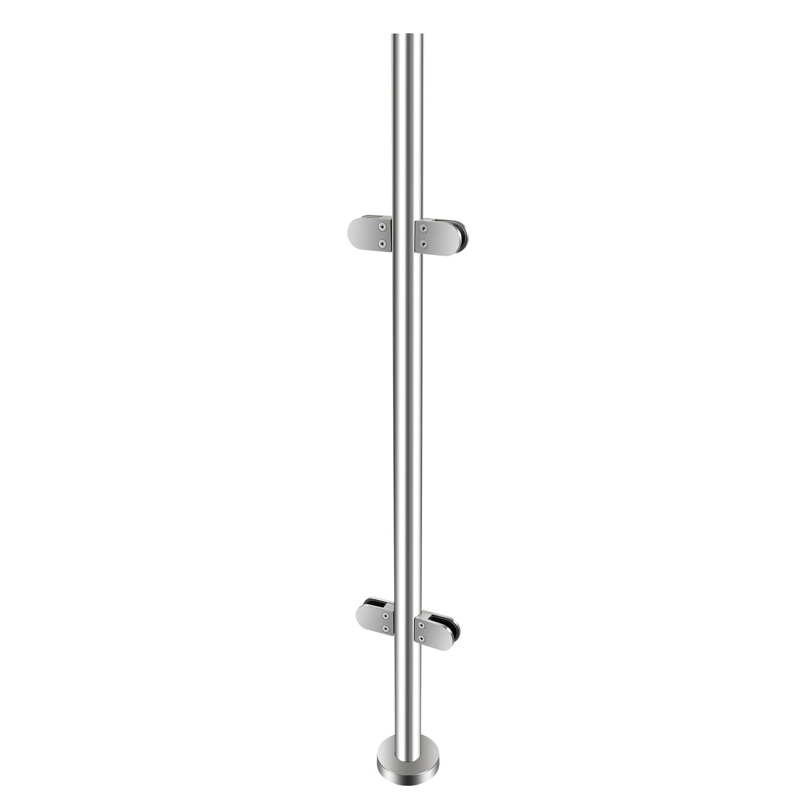 Barandilla para escaleras, 110 cm, de acero inoxidable, con soporte de cristal, abrazaderas de cristal para balcones, barandillas de ático, barandilla de piscina, etc. Barandilla interior exterior