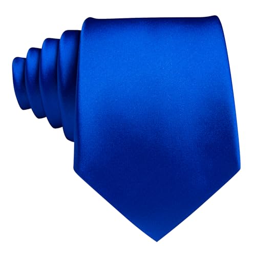 Image of Barry.Wang Plain Men Silk Ties Extra Long Satin Necktie for Wedding Business Handkerchief Cufflinks Set Solid Colors