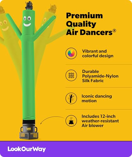Image of LookOurWay Air Dancers Wacky Waving Inflatable Tube Man Set - 10 Feet Tall Inflatable Dancing Man with Blower - Green