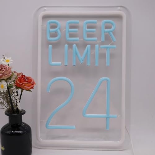 Image of Beer Limit 24 Neon Sign Bar Accessories Funny Bar Wall Decor with Dimmable USB Powered Neon Light for Home Bar, Men Cave, Garage & Party Decor Holiday Birthday Gift