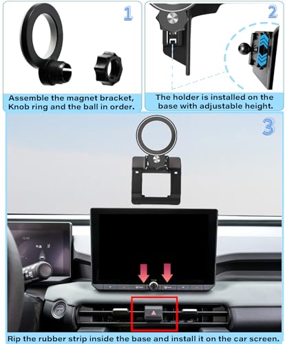 Image of Car Phone Holder for 2026 Toyota RAV4 /RAV4 Hybrid Accessories | Compatible with MagSafe Strong Magnetic Clip Cell Phone Mount, Hands-Free 360 Rotatable Adjustable, Not Block Air Vents