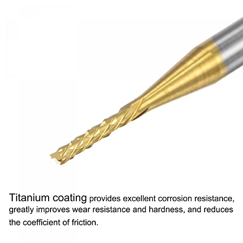 Image of uxcell End Mill CNC Router Bits, 1 /8 inch 3.175mm Shank 1.2mm x 8mm Titanium Coated Tungsten Carbide Left Hand Engraving Milling Cutter for PCB Plastic Fiber Wood 4pcs