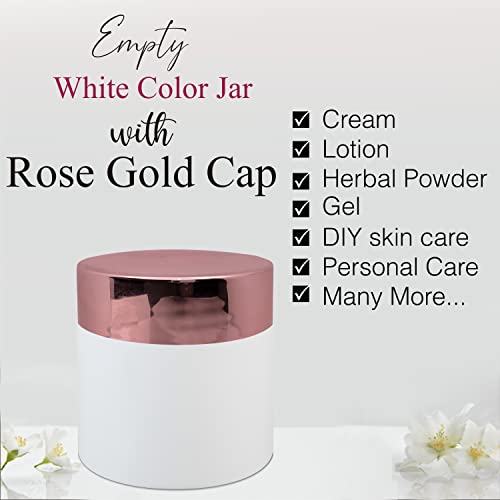 Image of ZENVISTA Empty White Cosmetics Jar with Rose Gold Cap for Cream-100gm[ZMJ16][Pack of 3 ]