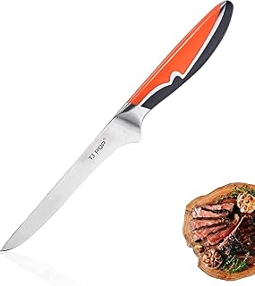 TJ POP Boning Knife, Filleting Knife for Fish and Meat with German High Carbon Steel, Professional Ultra Sharp Kitchen Knife with Comfortable Grip Non-Slip Handle