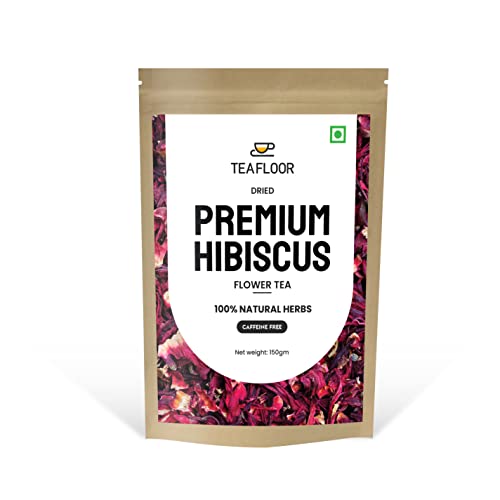 Image of TEAFLOOR 100% Dried Natural Hibiscus Flower Tea 150g (300 cups) || Whole Flower, no small pieces, Brew Hot or Iced ||