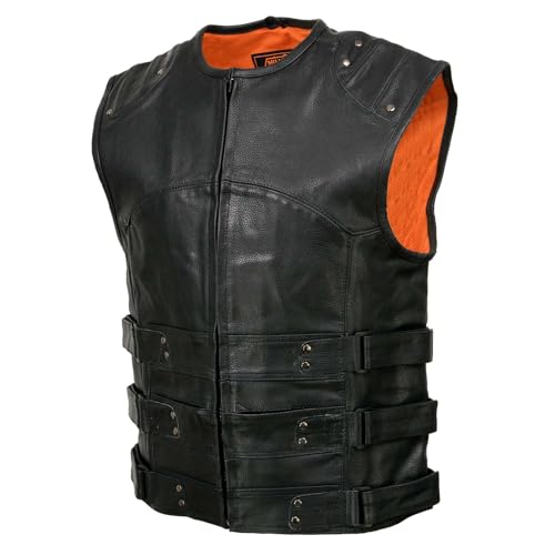 Image of Milwaukee Leather Men's Classic Collarless Motorcycle Biker Rider Leather Vest |MLM|SH
