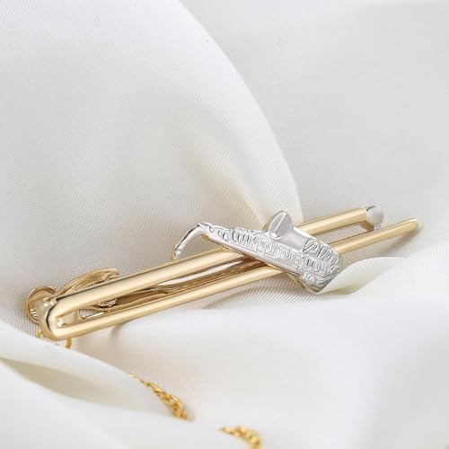Image of Tie Pin for Men Formal, Saxophone Tie Clip with Fit, Golden Tie Accessory for Business Attire and Wedding Events,Music Tie Clip