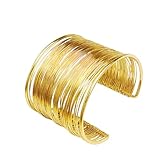 IXDEAXLY Exaggerated large bracelet, heavy metal exquisite fashion armband, multi-layer-Gold
