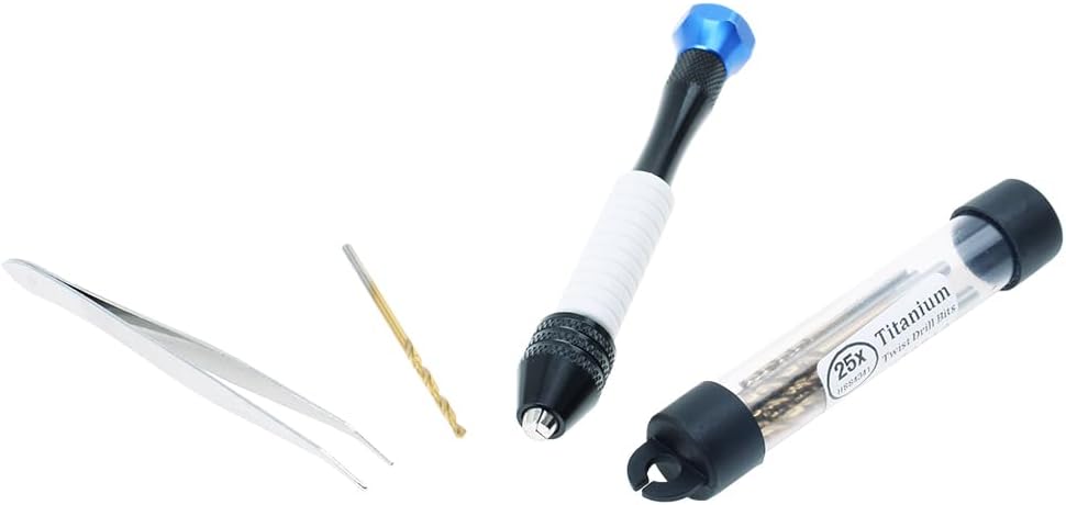 Pin Vise Hand Drill Manual Drills w/25pcs Titanium Micro Drill Bits (0.5mm-3mm) -Rotary Hobby Drill for Jewelry Making, Wood, Plastic, Resin, PCB,Miniature, Beads, Clay(Blue) image 8 of 9 B0F2DP6322