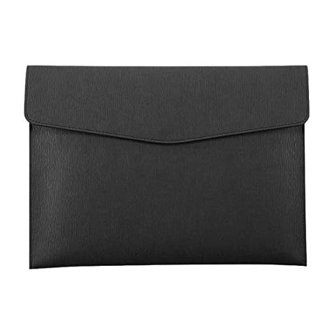 Enyuwlcm PU Leather A4 File Folder Document Holder Waterproof Portfolio Envelope Folder Case with Snap Closure Black Cover