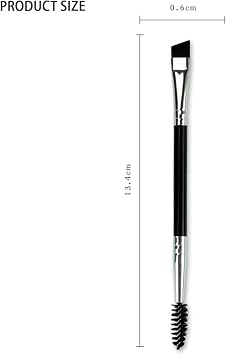 Eyebrow Brush, Professional Double-Ended Angled Eye Brow and Spoolie Brush, Black