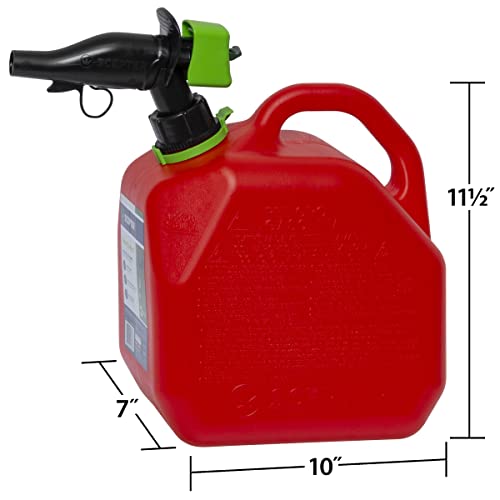 Scepter FR1G252 Contenedor de combustible con boquilla de control inteligente a prueba de derrames con embudo adicional, lata de gas roja, 2 galones