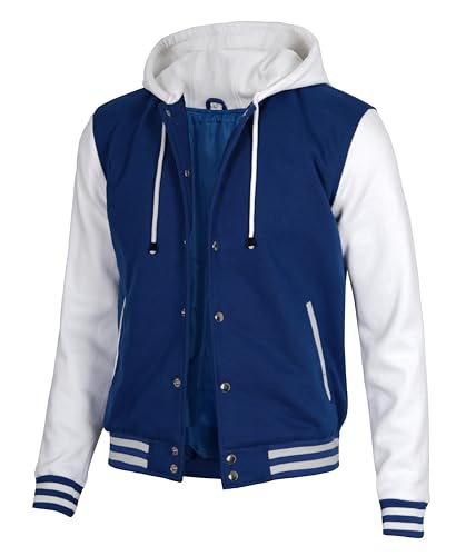Image of Decrum Hooded Varsity Jacket Men - Fashion Trendy Casual High School Baseball Letterman Mens Hoodie Bomber Jackets