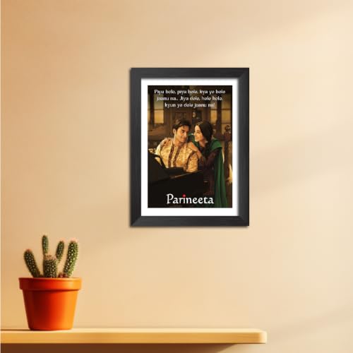 Image of TenorArts Parineeta Poster Bollywood Movie Vector Art Posters Photo Framed Painting With Black Wooden Textures (12inches x 9inches)