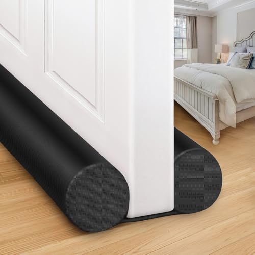 Image of MAXTID Door Draft Blocker Weather Stripping Noise Under Door Draft Stopper for Bottom Saving Energy Heavy Duty Door Sweep Adjustable 38'' Black