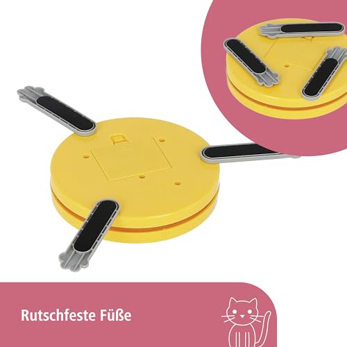 Kerbl Pet Katzenspielzeug 2in1 Catch the TailFeather, Federwedel, gelb, grau, 70x53x5cm, Nylon, Katzen, automatische Abschaltfunktion, rutschfest