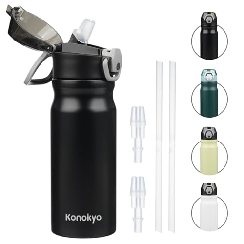Image of Konokyo 18 oz Insulated Stainless Steel Sports Water Bottle with Straw Lid