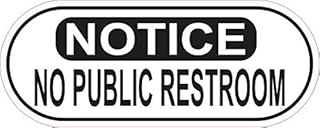 StickerTalk Oblong Notice No Public Restroom Vinyl Sticker, 5 inches by 2 inches