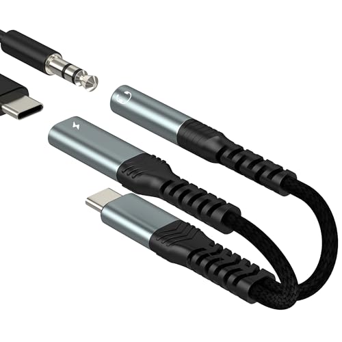 Type C - Aux�A�_�v�^�[ (2�C��1) USB C�w�b�h�z���W���b�N�I�[�f�B�I iPhone 17 16 15 Pro Max�p 3.5mm�P�[�u���[�d�� Samsung S25 S24 S23 �X�v���b�^�[ �h���O���R�[�h Apple�L���d�b 