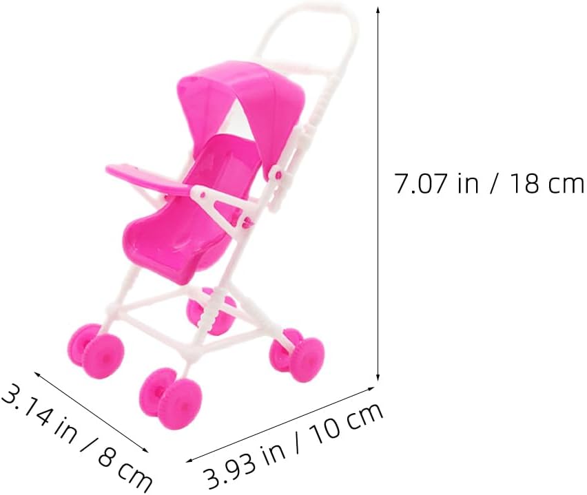 3Pcs Realistic Baby Doll Stroller Toy Baby Doll Umbrella Stroller Role Play Pushchair for Boys Birthday Dollhouse