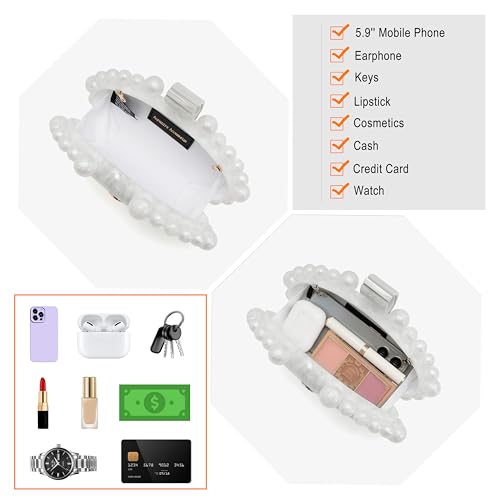Image of Clutch Bag for Women Oval Beads Purse Wedding Prom Party Marble Texture Acrylic Evening Bag Shoulder Crossbody Bag