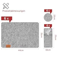 shinfly Tischsets Filz Platzsets Abwaschbar 18er Set, Hellgrau 44x31cm – Ansicht 2