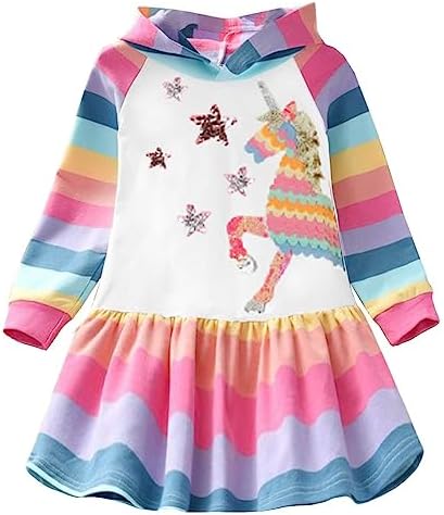 DXTON Little Girl Children Kid Long Sleeve Flower Dresses for 2-8T