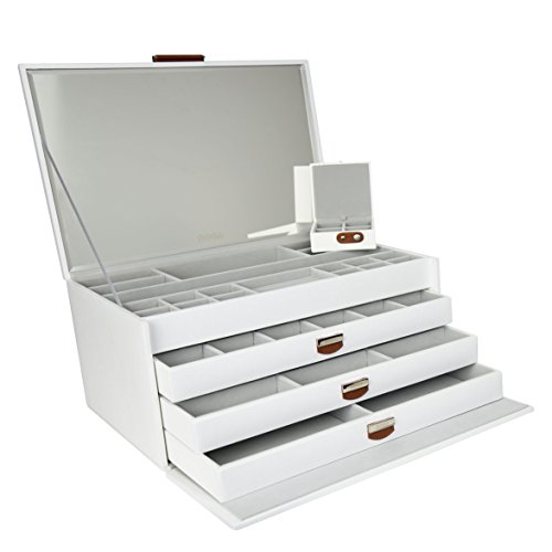 Preisvergleich Produktbild Dulwich Designs extragroße Premium-Lederschmuckbox weiß