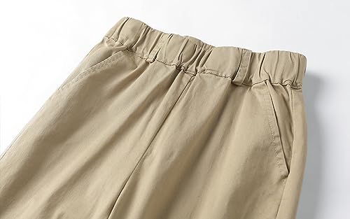 Mud Kingdom Boys Chino Pants School Uniform Cotton Plain Pull On Flat Front Relaxed Skinny 4T-Size 123