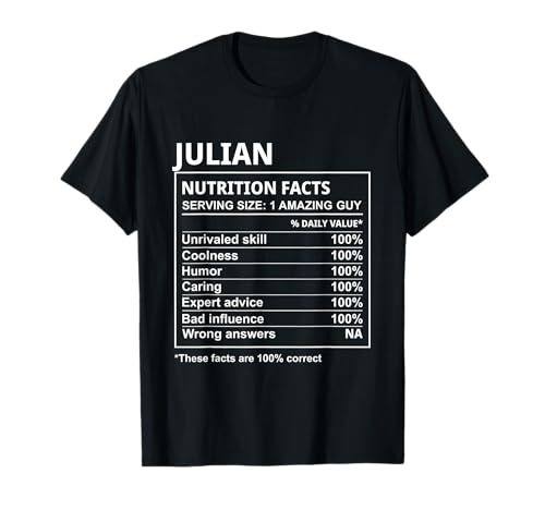 Julian Nutrition Facts Funny Novelty Nom personnalisé pour Hommes T-Shirt