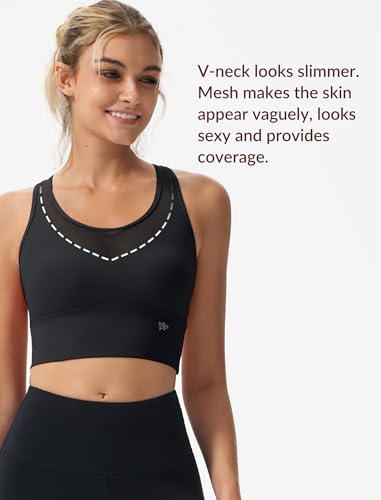 Yvette Mesh Desin Sports Bras for Women Wide Sides Racerback V Neck Yoga Bras Tank Top2