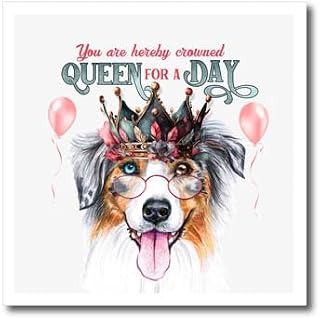 3dRose Queen for a Day Funny Australian Shepherd Dog in a... - Iron on Heat Transfers (ht-382656-1)